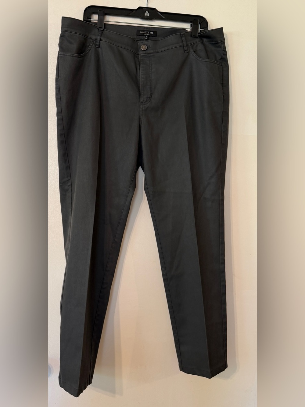Lafayette 148 NY Black Straight-Leg Jeans w/Special Sheen for Leather-like  Look